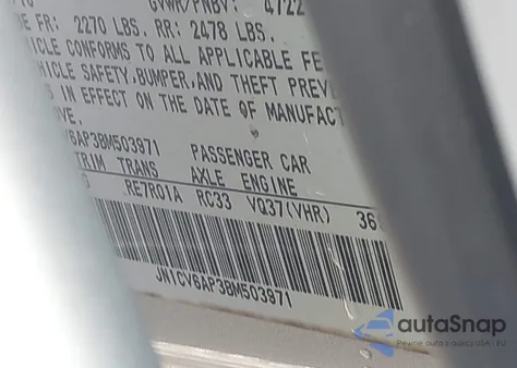 2011 Infiniti G37 Journey from USA, damaged, VIN JN1CV6AP3BM503971